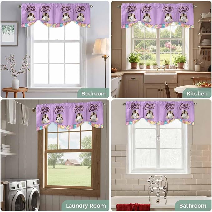 Purple Easter Tie Up Valance Curtains - Image 8