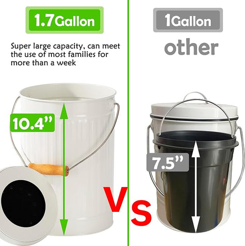 1.7 Gallon Kitchen Compost Bin, Indoor Countertop Compost Bin - Image 2
