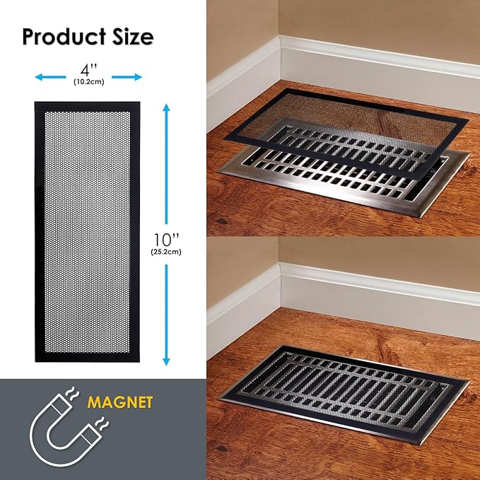 QMARK 4 Pack Floor Vent Covers, 4 x 10 Inches Floor Vent Screen Net, Air Vent - Image 2