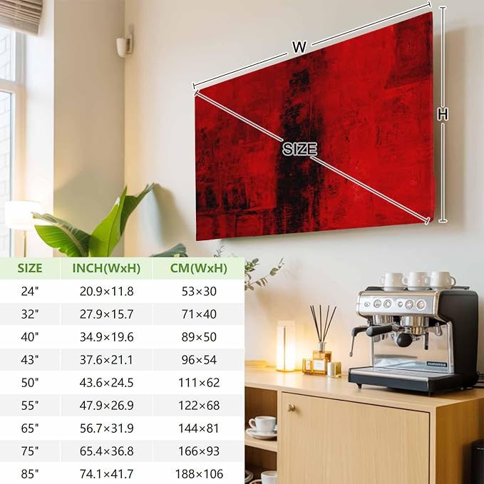 Red Black Mottled Texture Indoor TV Cover, Elastic TV Screen Protector Abstract - Image 4
