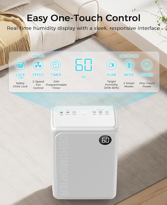 PLUSCENT 32 Pint Dehumidifier for Basement, 2500 sq.ft Dehumidifiers for Home - Image 8