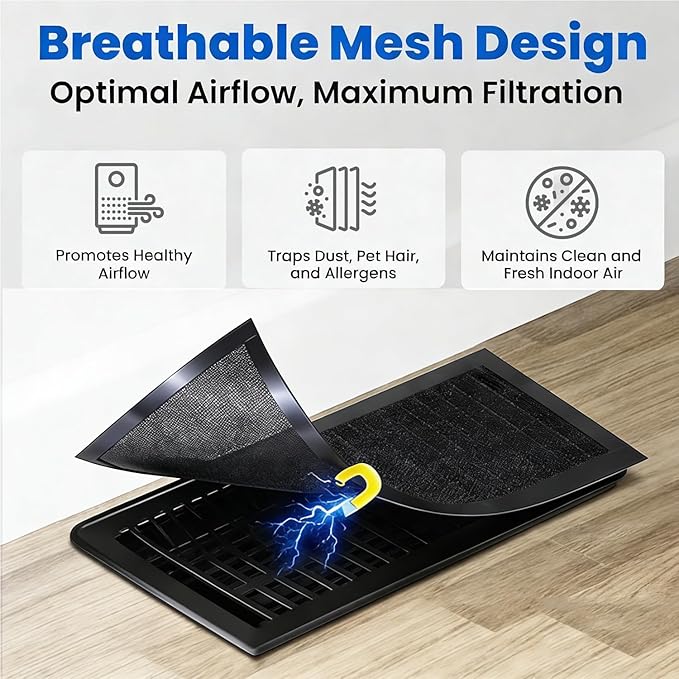 Magnetic Floor Vent Covers – 8 Pack Register Vent Filters Covers - Image 2