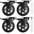 4 Inch Caster Wheels with Brake, Heavy Duty Casters Set of 4, Swivel Top Plate by WOZESEIK