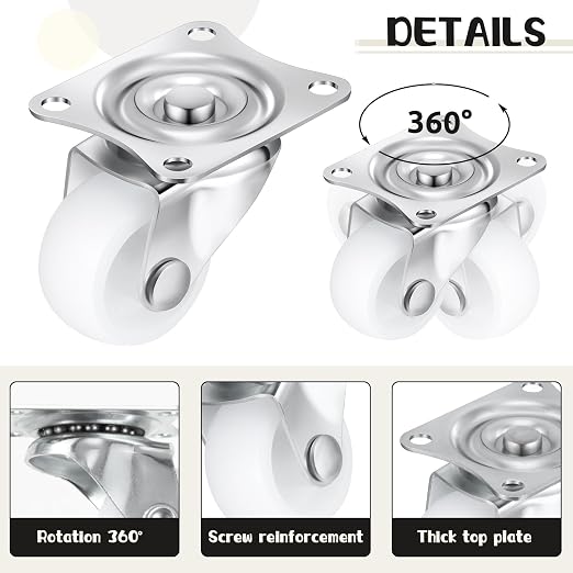 Maitys 24 Pcs 1" Swivel Profile Casters Wheels - Image 4