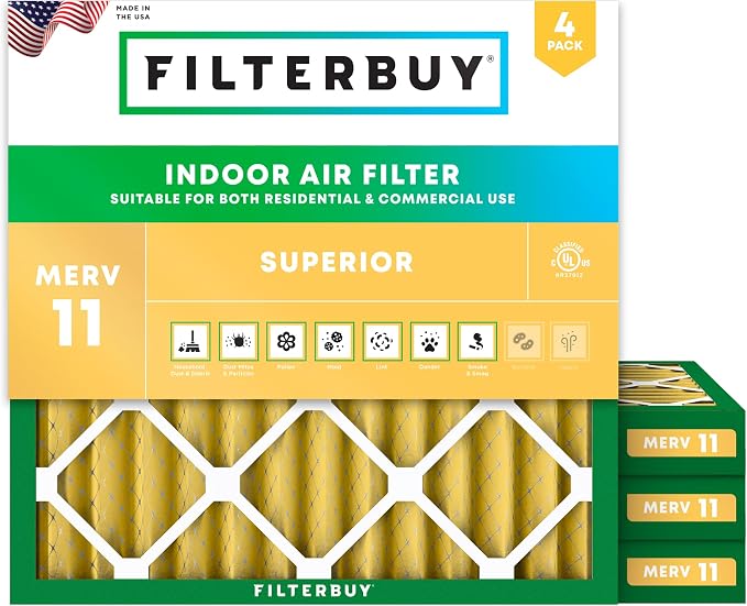 Filterbuy 18x18x2 Air Filter MERV 11 Superior Pet & Allergy Defense, by Filterbuy