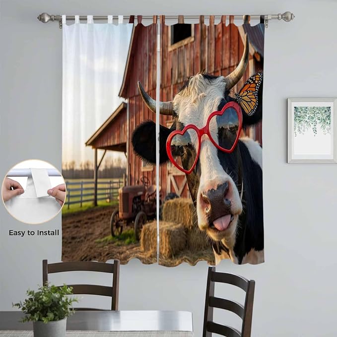 Farm Cows Living Room Curtains 84 Inch Length, Window Curtains Tab Top - Image 4