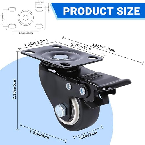 1.5 Inch Locking Swivel Casters Set of 4 - Image 2