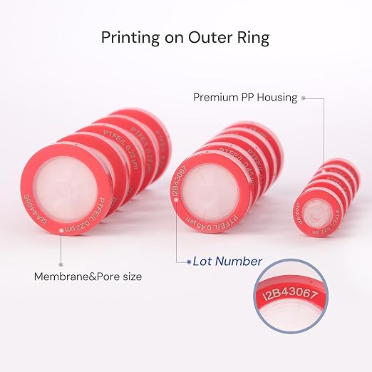 100 Pack Syringe Filter PTFE hydrophilic Lab Filters 0.45μm Pore Size 25mm - Image 4