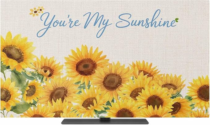 Spring Yellow Sunflower Retro Linen Indoor TV Cover, Elastic TV Screen by Unknown
