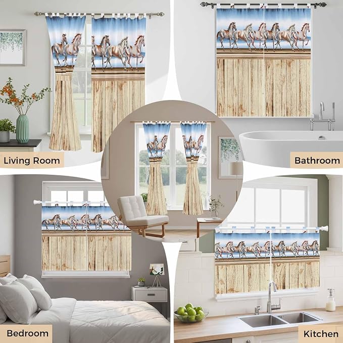 Western Horse Bedroom Curtains 63 Inch Length, Window Curtains Tab Top - Image 7