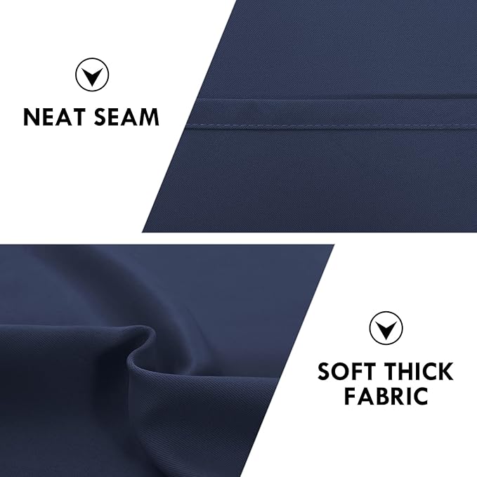 DWCN Navy Room Darkening Blackout Curtains - Thermal Insulated Privacy Energy Saving Window Curtain Drapes 38 x 45 inch Length, Set of 2 Bedroom Living Room Curtains