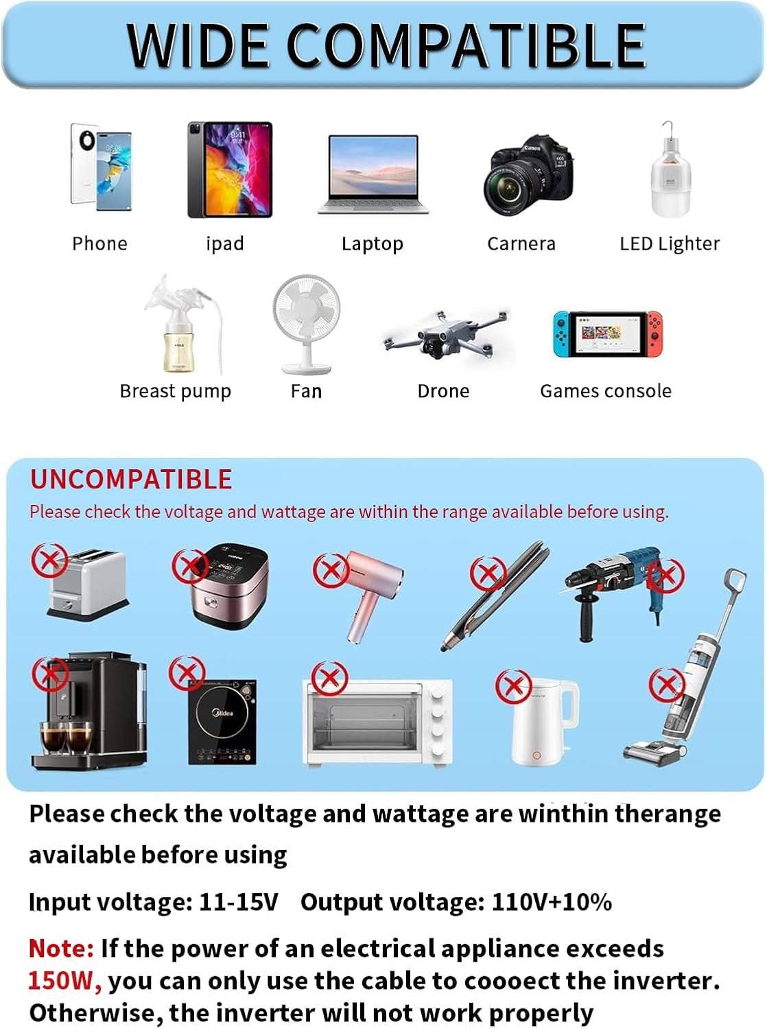 1000W Power Inverter 12V DC to 110V AC Car Plug Adapter Outlet Converter with Dual AC Outlet 3.4A USB 12 Volt Invertor Car Cigarette Lighter Inverter for Laptop Computer RV Truck