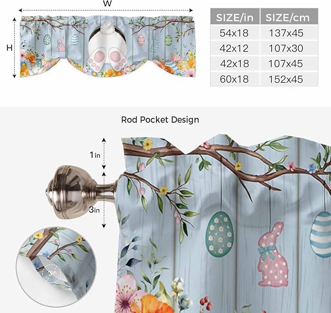 Easter Tie Up Valance Curtains for Windows, Kitchen Curtains Window Shades - Image 6