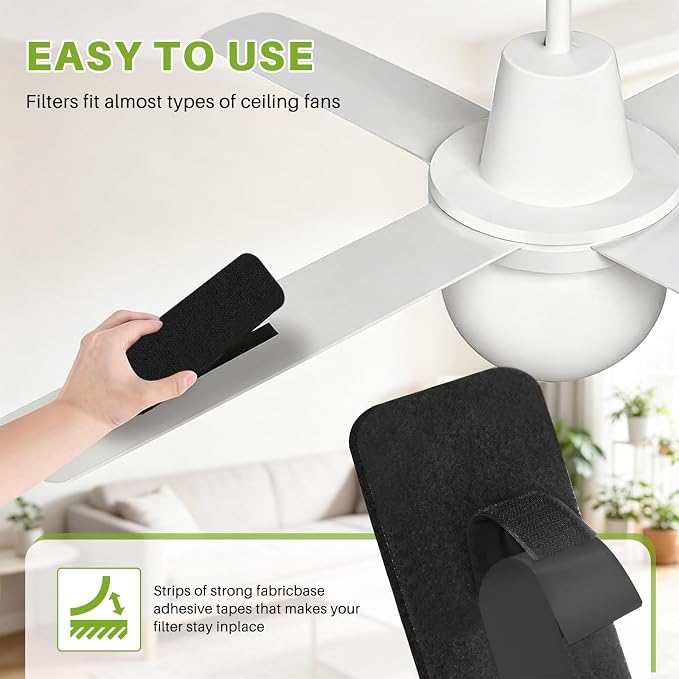 Fanluter 10 Pack Ceiling Fan Filters, Barnacle Activated Carbon Fan Filters - Image 5