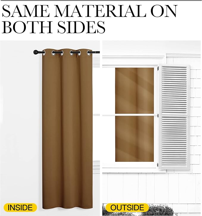 NICETOWN Sleek Blackout Curtains 90 inches Length for Windows, Noise Reducing and Block Draft Panels for Door Doorway Laundry Office Luxury Decor Theme (2 Panels, Gold Brown, W55 x L90 -Inch)