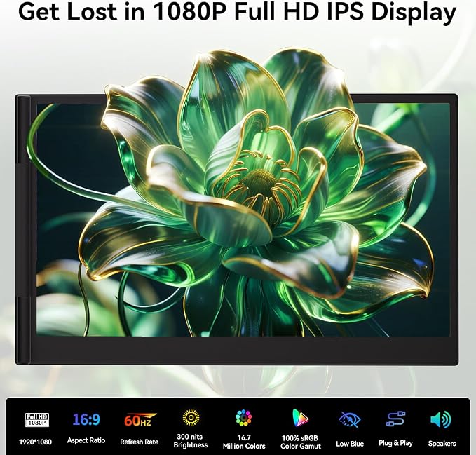 14" Triple Laptop Screen Extender, Ultra-Thin Lightweight FHD 1080P IPS - Image 3