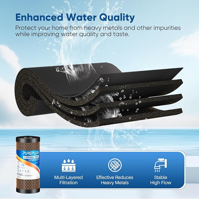 PUREPLUS 5 Micron 10" x 4.5" Whole House Coconut Shell Activated Carbon and KDF - Image 6