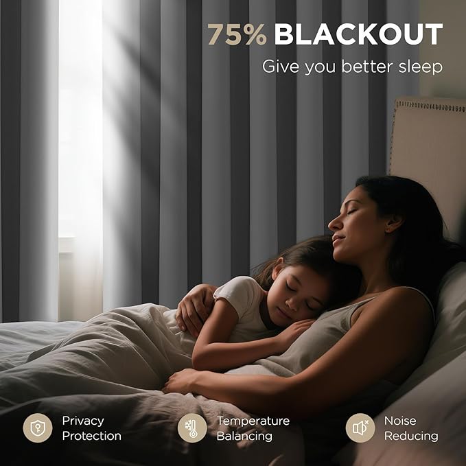 Joydeco Blackout Door Curtain for Doorway Privacy 84 Inches Long, Grommet Closet Curtain for Open Closet, Room Divider for Bedroom Living Room (Greyish White 52Wx84L, 1 Panel)