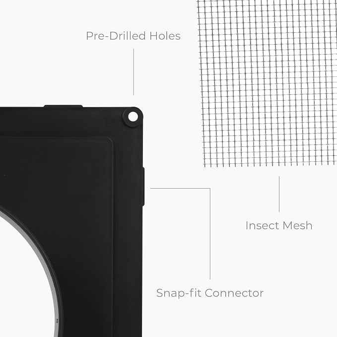 4 Inch Fit - Black Plastic Vent Cover - Exhaust Dryer Vent Cover - Built-in - Image 7