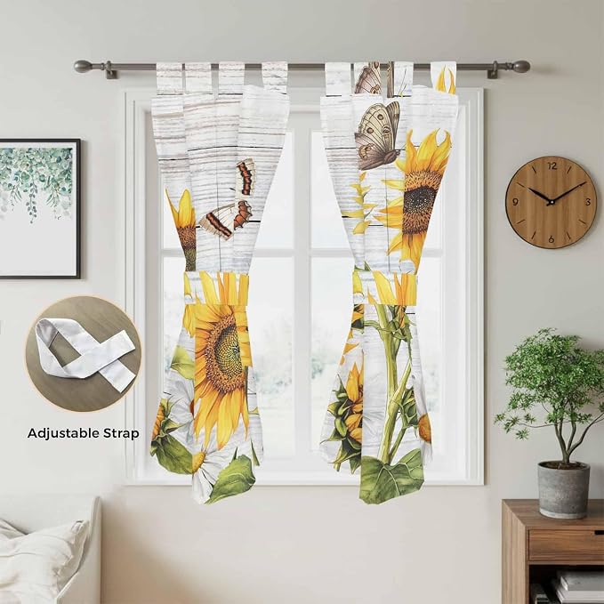 Yellow Sunflowers Bedroom Curtains 72 Inch Length, Window Curtains Tab Top - Image 5