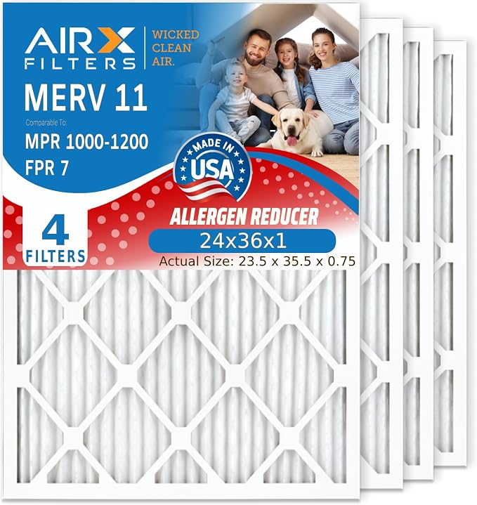 AIRX FILTERS WICKED CLEAN AIR 24x36x1 MERV 11 Electrostatic Pleated Air by AIRXFILTERSWICKEDCLEANAIR