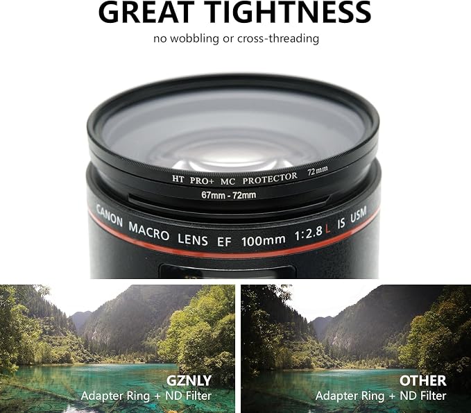 62mm to 58mm Step Up Ring Filter Adapter Black Metal Step up Adapter Rings - Image 6