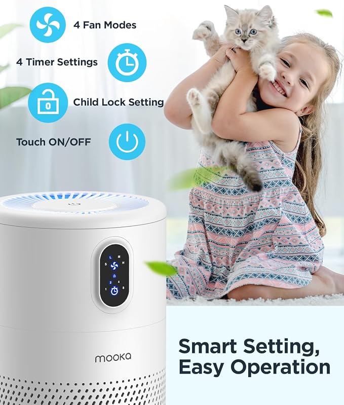 MOOKA B-D02L Air Purifier & 1 Pack Extra Official Certified Replacement Pet - Image 6