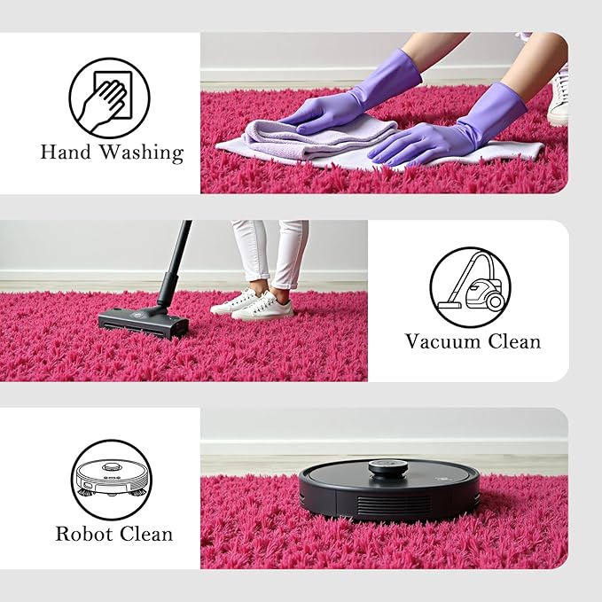 3x5 Rug, Bedside Preppy Dorm Area Rug, College Essentials Small Carpets for Bedroom, Anti Slip Living Room Rugs Home Decor (Hot Pink, 3 x 5)