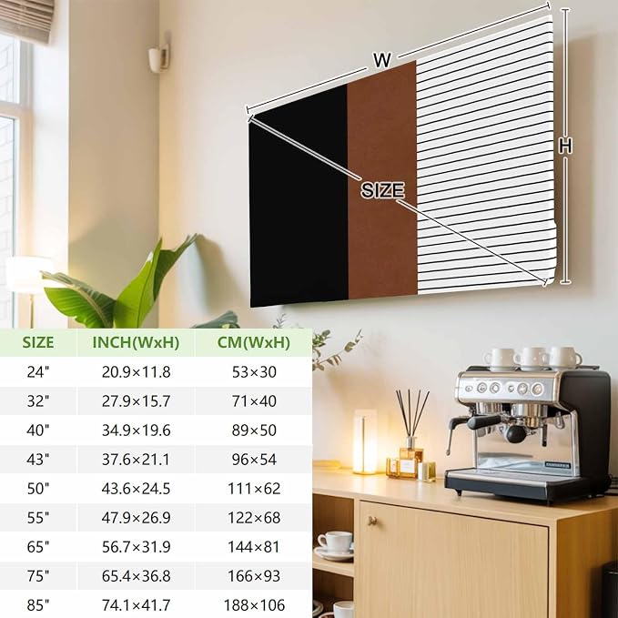 Vintage Black Brown Color Block Indoor TV Cover, Elastic TV Screen Protector - Image 3