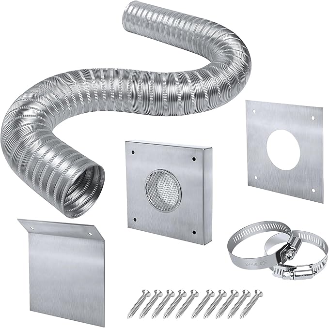 Pellet Stove Fresh Air Intake Kit, Aluminum Flex Vent Pipe by JYINCPED