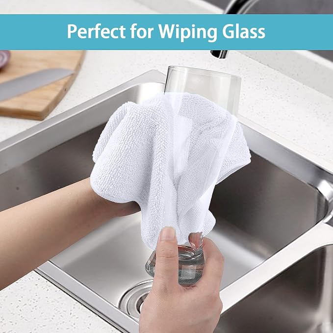 HOMEXCEL White Microfiber Cleaning Cloth, 8 Pack Cleaning Towels - Image 5