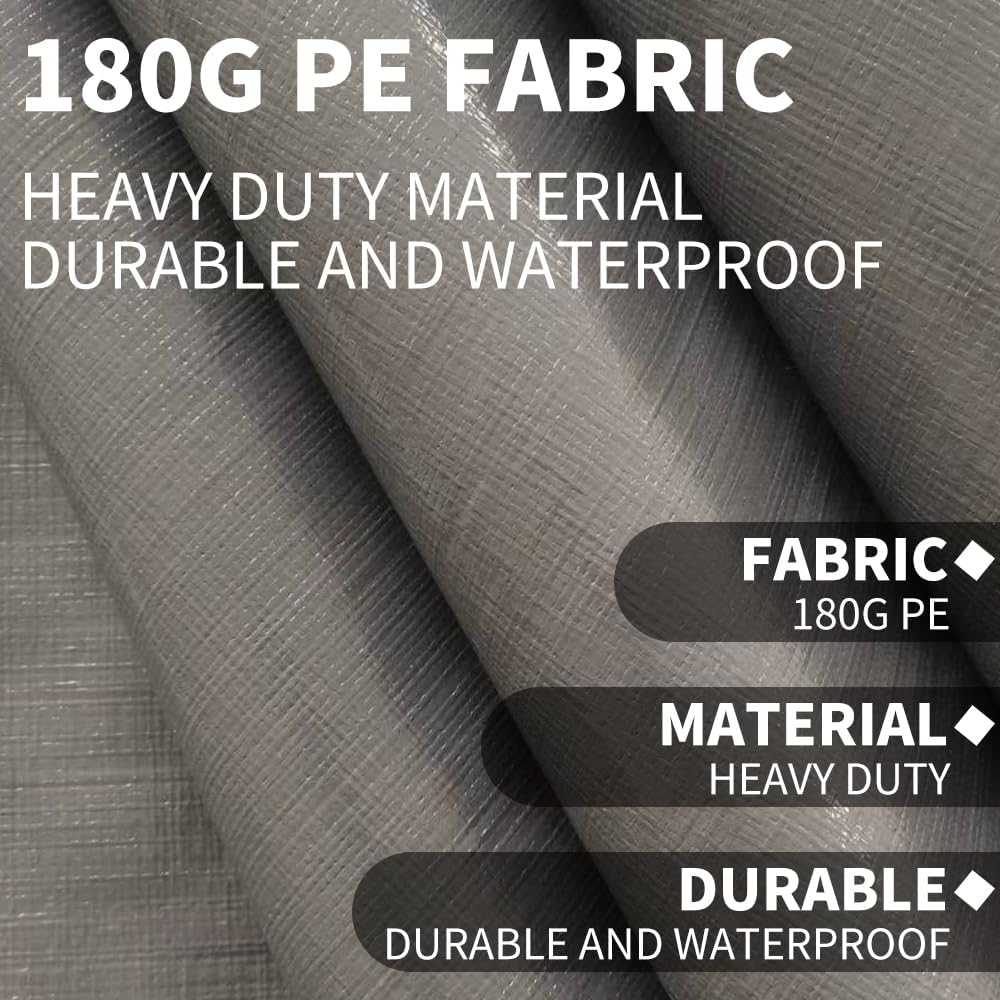 12'x20' Upgraded Carport Replacement Top Canopy Cover for Car Garage Shelter Tent Party Tent with Ball Bungees Grey (Only Top Cover, Frame is not Included)