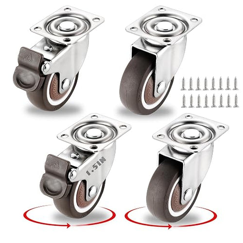 1.5 Inch Caster Wheels for Small Furniture Heavy Duty Casters, Rubber 360º by ZUOFANG