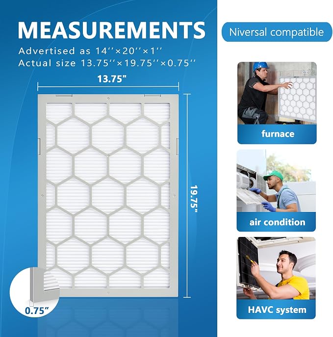 14x20x1 MERV 13 Air Filter, AC Furnace Air Filter, Reusable ABS Plastic Frame - Image 2