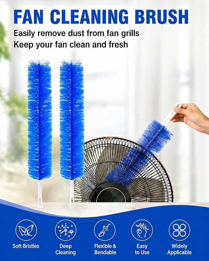 2 Pcs Zylphion Fan Cleaning Brush, Bendable Fan Cleaner Flexible Small Space - Image 2