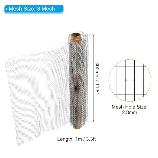 PATIKIL 304 Stainless Steel Wire Mesh Screen, 8 Mesh Woven Air Vent Filter Mesh - Image 2
