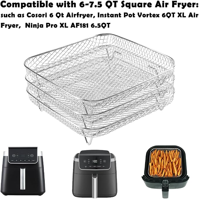 BYKITCHEN 8 inch Square Air Fryer Rack, Square Air Fryer Accessories - Image 3