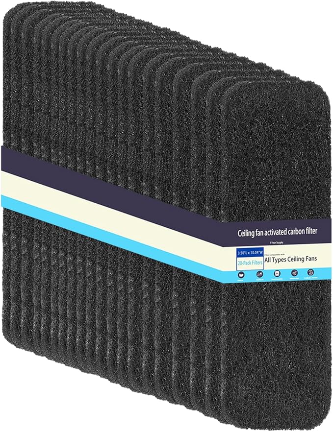 ZIMER Ceiling Fan Filters for Blades 20 Pack, Activated Carbon Fan Filter by ZIMER