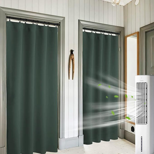 RYB HOME Blackout Curtains for Bedroom 84 inches Long 2 Panels Set, Privacy Thermal Insultaed Sunlignt Heat Blocking Drapes for Nursery Rental Room, Width 42 by Length 84, Dark Green