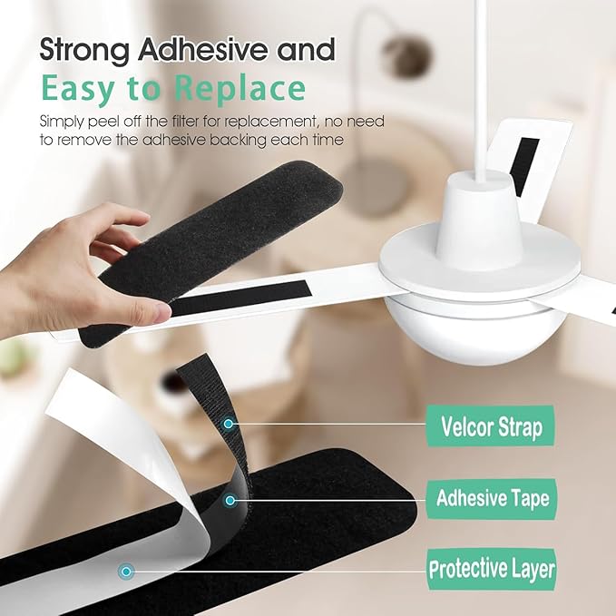10 Pack Ceiling Fan Filters for Blades, Strong Activated Coconut Carbon Filter - Image 4