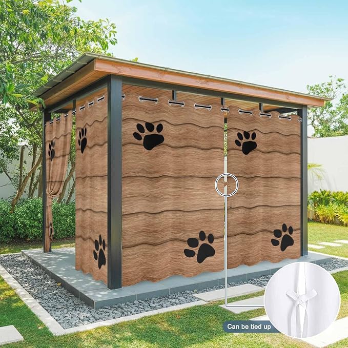 Wood Grain Outdoor Curtains for Patio Claws Animals Wooden Vintage Waterproof - Image 7