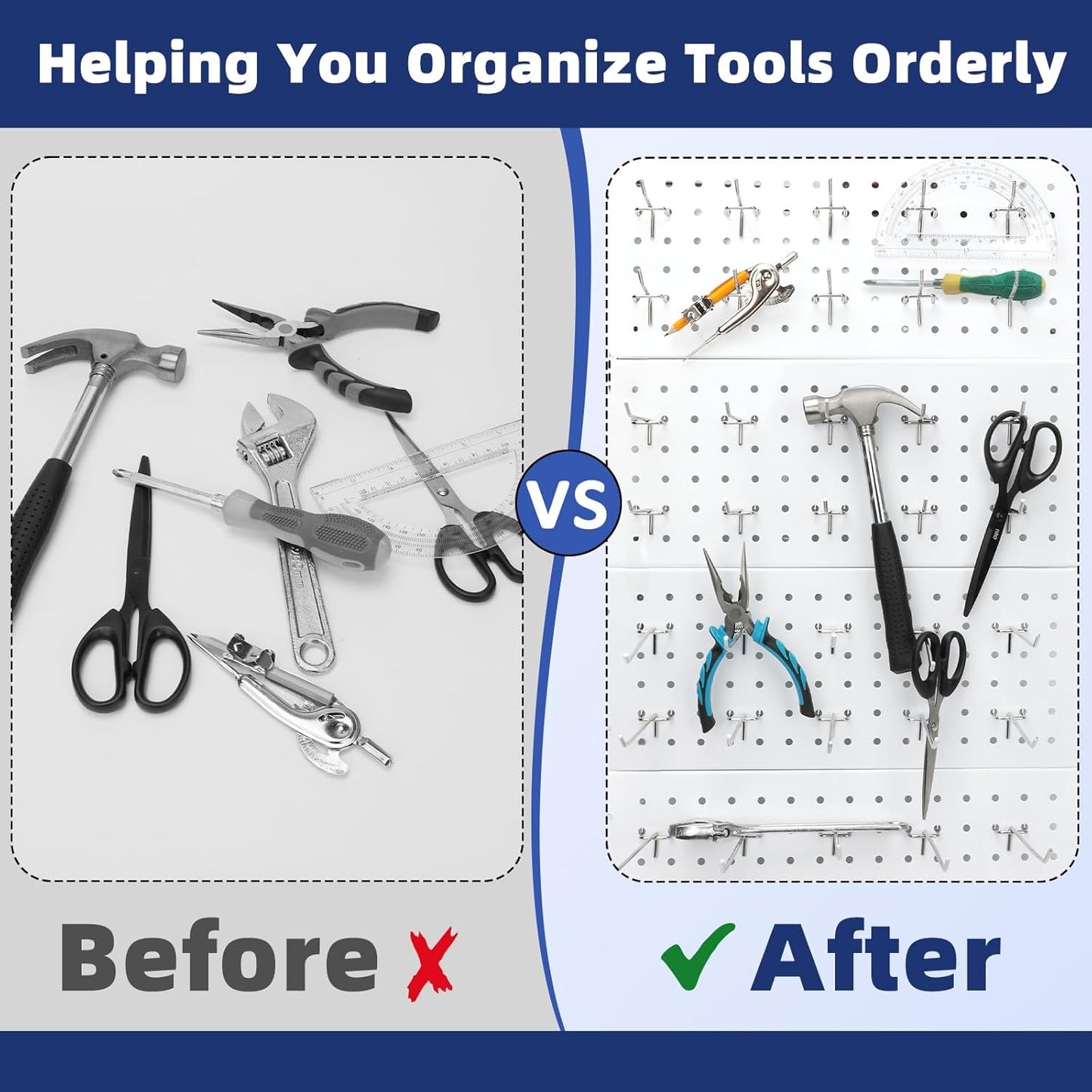 100 Pack Pegboard Hooks Set, 4 Inch Stainless Steel Pegboard Hooks Bulk Fit 1/8" Pegboard for Wall Shelving Display Hanging Tools Accessories Hanging Holders for Storage Craft Room Kitchen Store