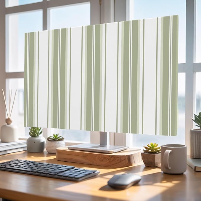 Vertical Green Stripes Indoor TV Cover, Elastic TV Screen Protector Minimalist - Image 4