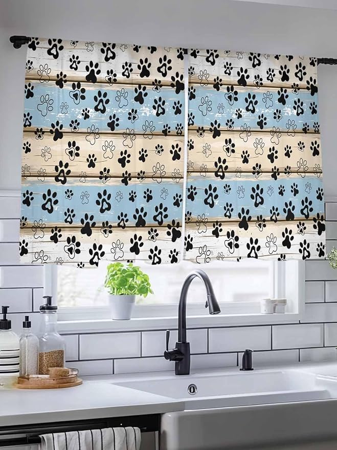 Sheer Curtains 45 Inch Length, Vintage Farmhouse Rustic Wooden Grain Privacy - Image 5