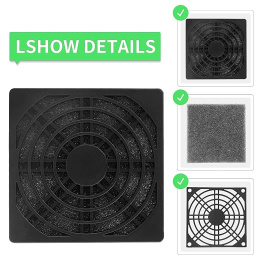 6 Pcs Black Cooling Fan Filter 80 mm Square Plastic Case Fan Filter Cover PC - Image 3