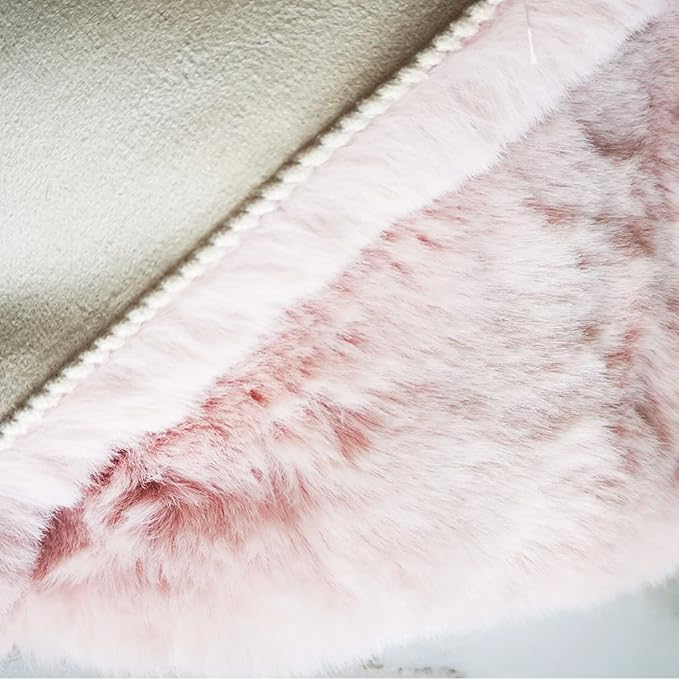 Ghouse Ultra Soft Faux Rabbit Fur Rug, Machine Washable Area Rugs for Bedroom Fluffy Rugs for Living Room, No-Shedding Carpet Sheepskin Runner Rugs Pink 2x10 Feet