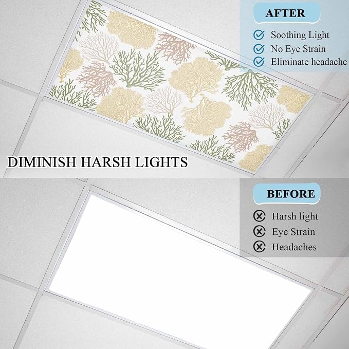 Fluorescent Light Covers for Ceiling Lights Nautical Coastal Ocean Coral - Image 8