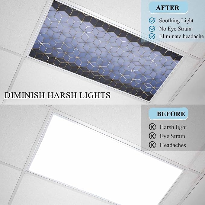 2x4 ft Fluorescent Light Cover for Ceiling Abstract Blue Black Gradient - Image 4