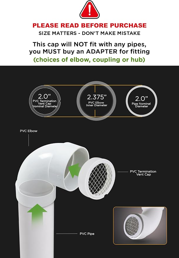 Raven R1508 Termination Cap Vent Cover Mesh Screen, Round Furnace PVC Pipe - Image 4