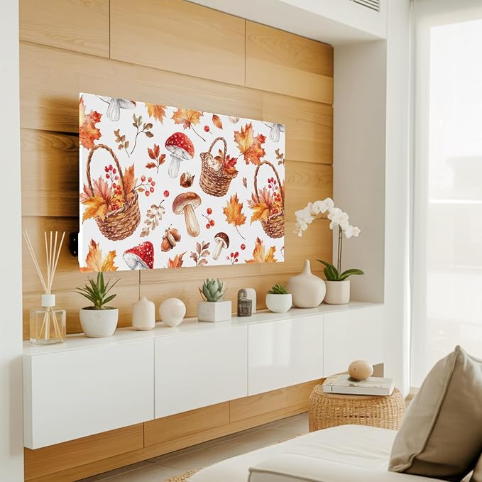 Fall Thanksgiving Maple Leaves Indoor TV Cover, Elastic TV Screen Protector - Image 3